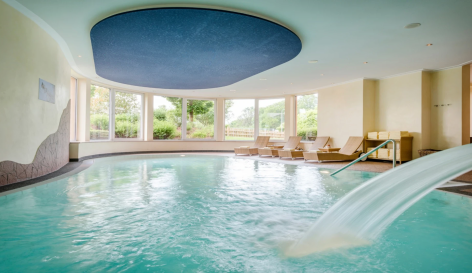 Ansicht vom Schwimmbad mit Nackenschwall